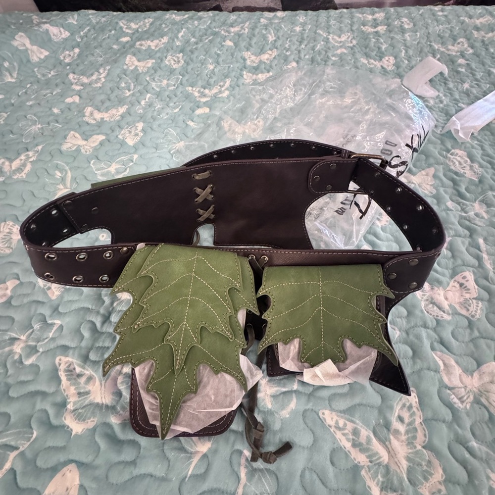Dolls Kill Green Leaf Belt